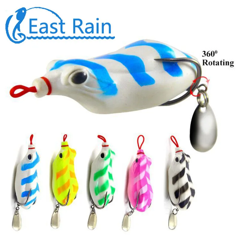 6PCS Lot 5cm/12g Rubber Frog Top Water Soft Fishing Lure Bait Floating Swimbait 
