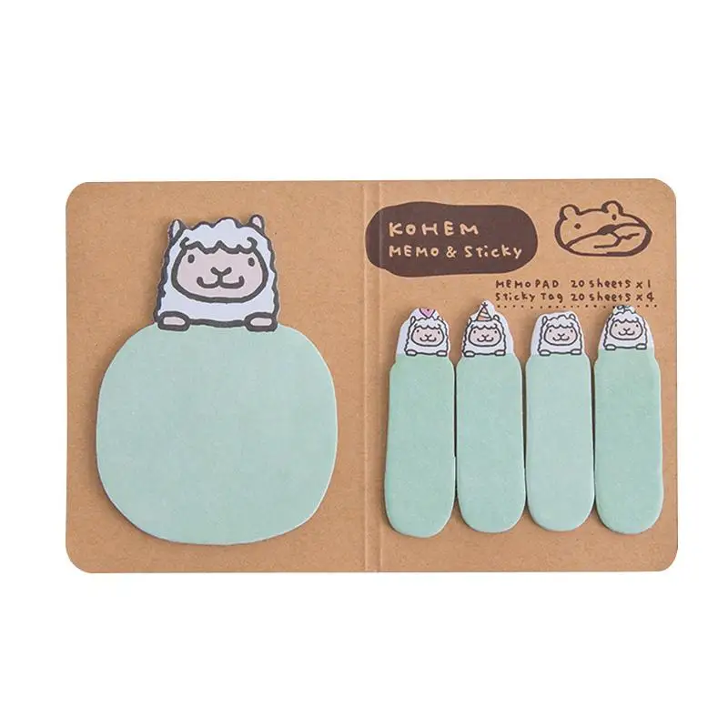 

Animal Sticky Notes Post-it Cute Cartoon Reusable Index Label School Office Use 100Pcs Bookmark for Teacher Student Stationery
