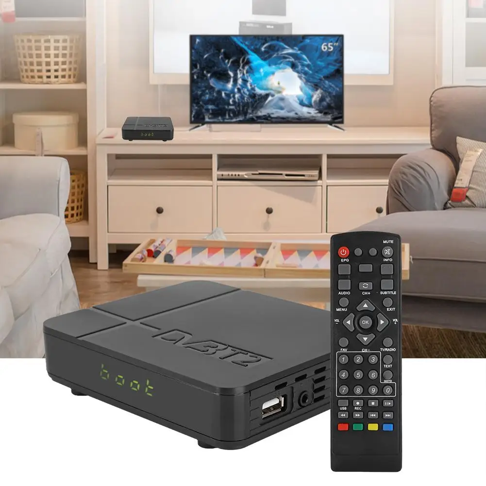Горячая Мини DVB T2 HD цифровая ТВ приставка 950 МГц 2150 ЕС 100 240 В|ТВ-приставки и