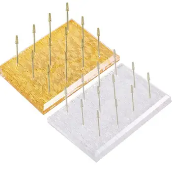 

12 Holes Gold And Silver Nail Drill Bit Exhibition Storage Nail Grinding Stone Stand Base Acrylic Jewelry Display