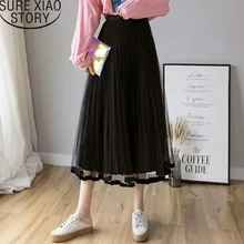 Модные женские юбки элегантные женские юбки плиссированные весенние женские с высокой талией однотонные черные длинные юбки 1932 50