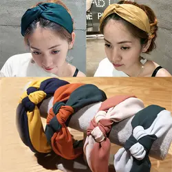 Распродажа Новая зимняя Женская повязка для волос широкая перекрестная повязка на голову для женщин модная тканевая лента для волос бант