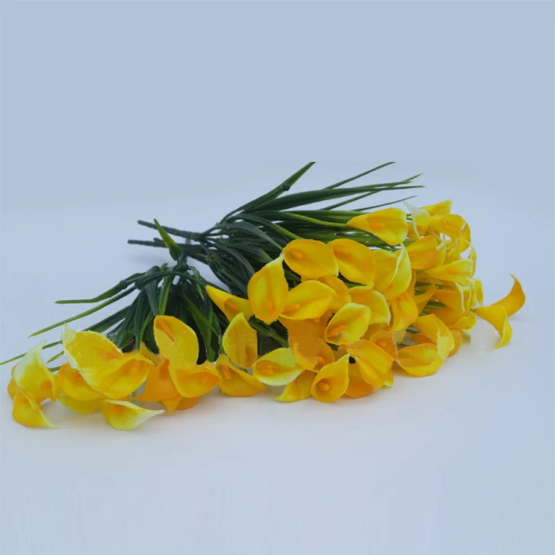 5 colors artificial flowers bouquet mini calla with leaf silk fake lily