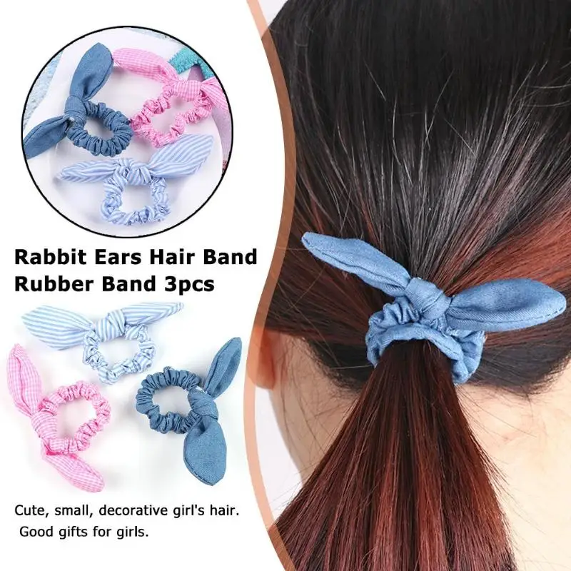

3pcs Cute Rabbit Ears Hair Band Children Girls Elastic Headband Rubber Band Ponytail Holder Hair Ropes 2019 new styling tool