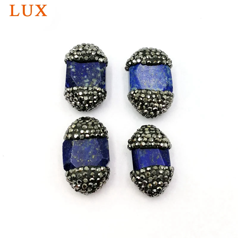 

Natural lapis lazuli beads pave rhinestones jewelry charm finding