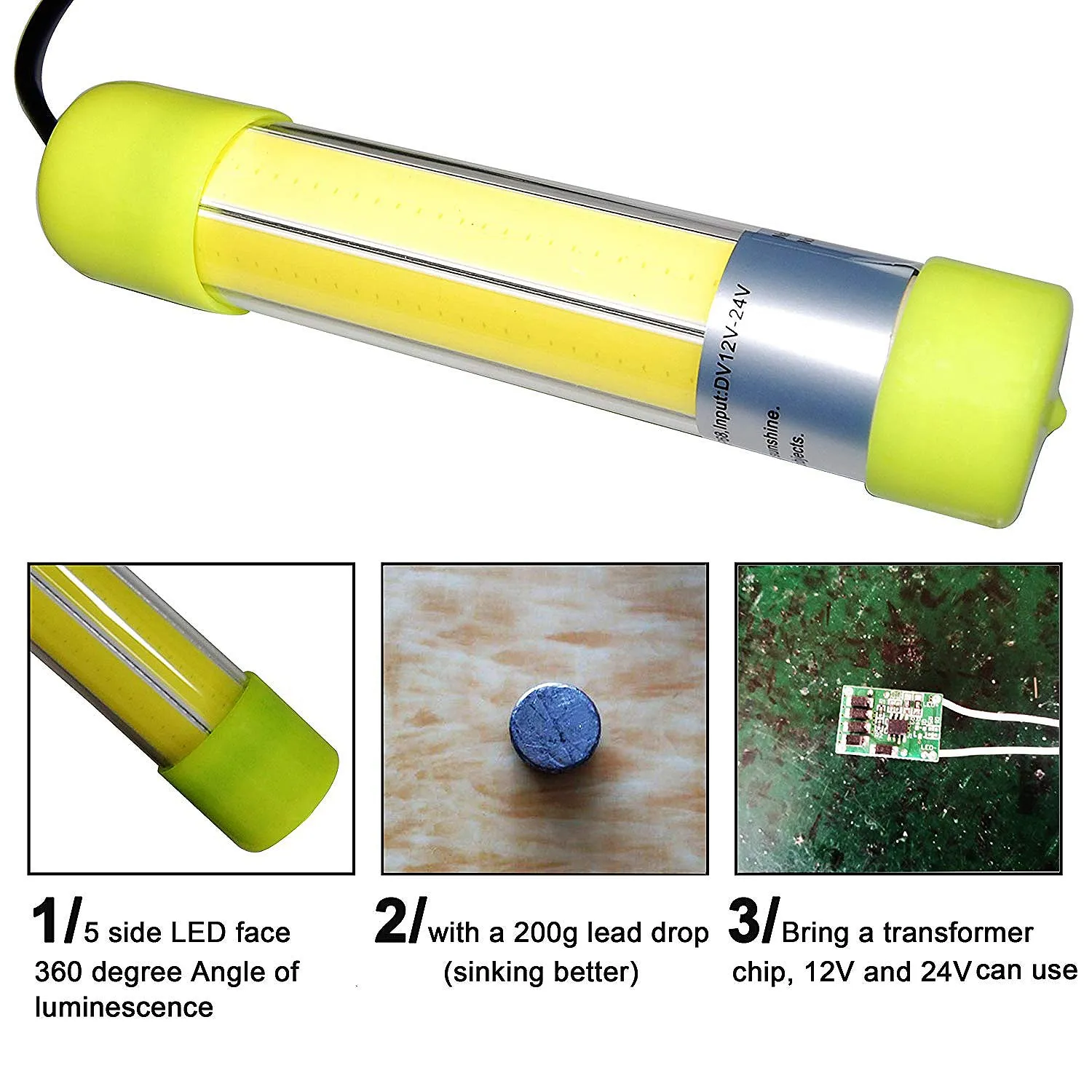 12V 10W подводный ночной рыболовный светильник зеленый ультра яркий для лодки