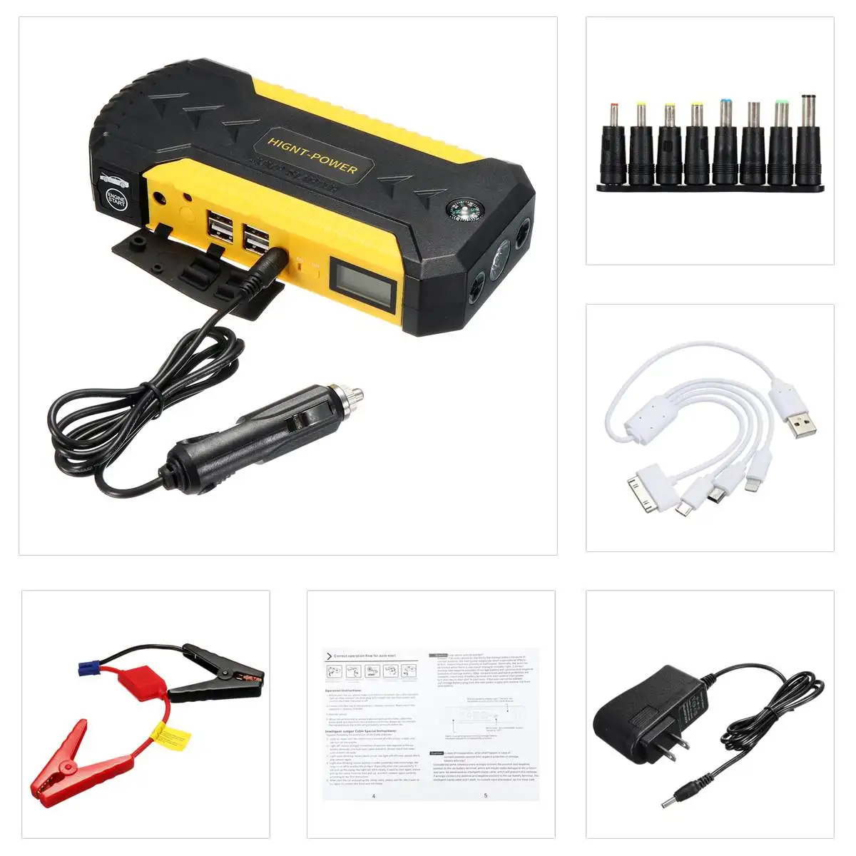 Multifunction Jump Starter 88000mAh 12V 4USB 600A Portable Car Battery Emergency Charger Power Bank Booster Starting Device