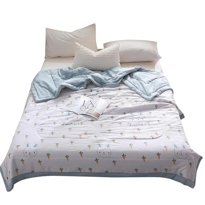 

Washable Cotton Summer Quilt Double Cool Quilt Cartoon Printing Cute Comfortable Light Blanket Quick Delivery