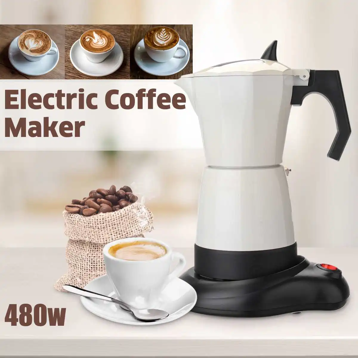 480W 6 Cups Electric Tea Coffee Maker Pot Espresso Machine Mocha
Removable Coffee Kitchen Tool Home Office Easy To Clean