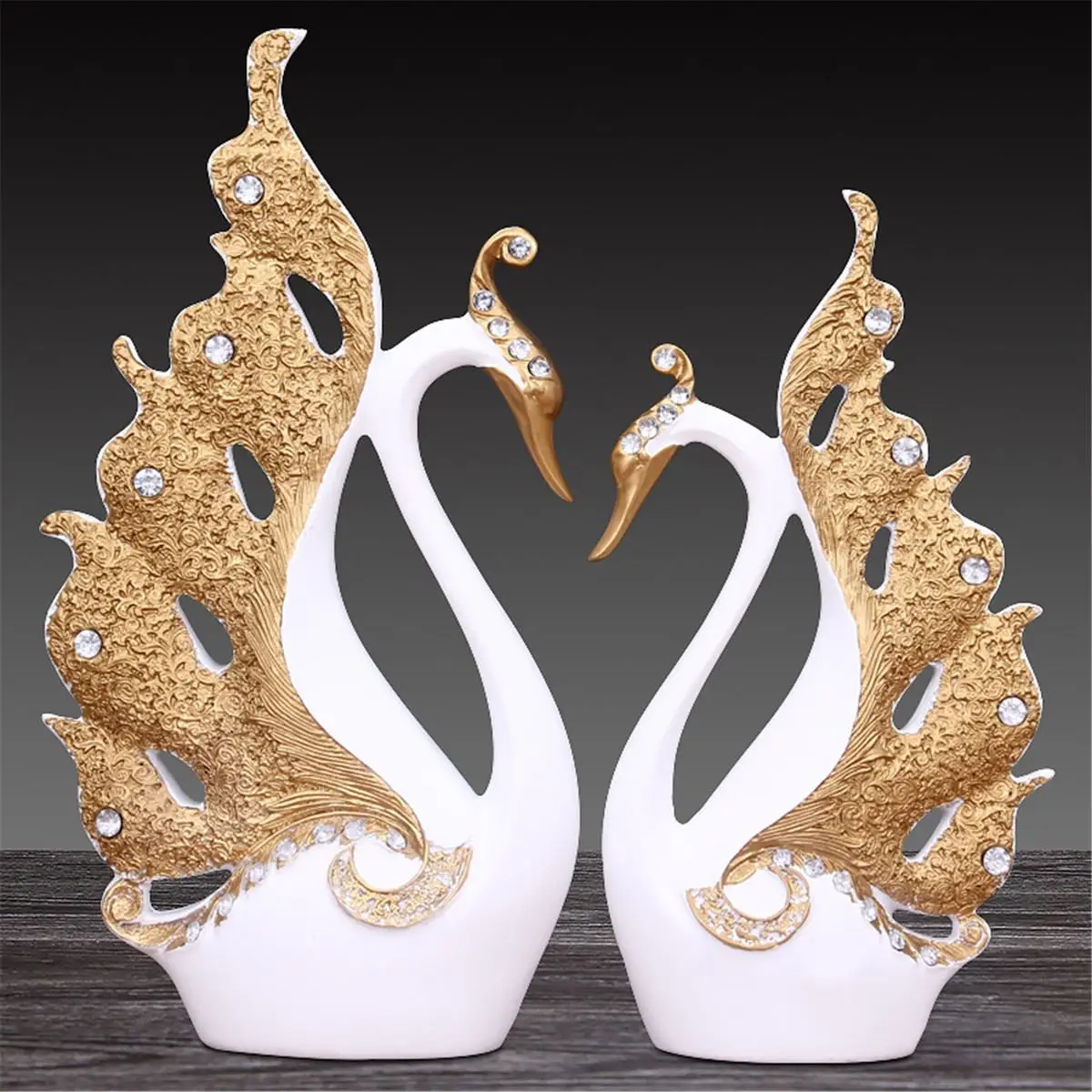 Модель статуэтки LOVE Swan для пар миниатюрюры животных украшения дома статуя из