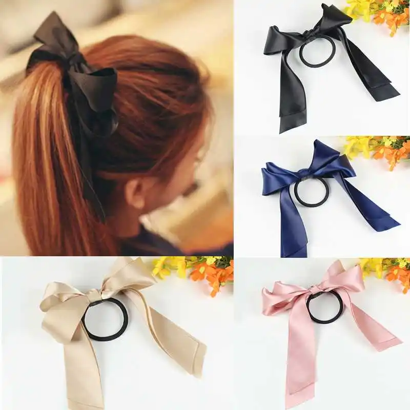 

1PC Hair Band Elasticity Sweet Hair Ties Rubber Girls Hot New Large Bowknot Ribbon Hair Rope Women Fashion Hair Accessories
