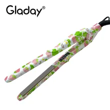 Gladay Электрический Chapinha розовый клубничный титановый плоский утюжок 1 дюйм Выпрямитель для волос светодиодный дисплей 220 Цельсия 110-220 В