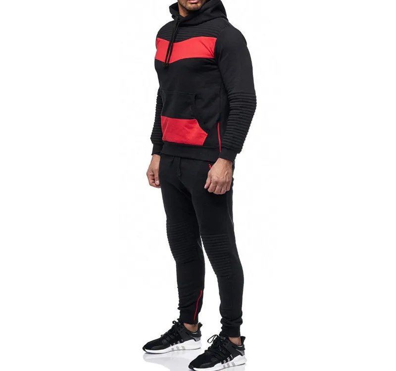 Sport Two Piece Set Top and Pants For Men Thick Patchwork Hoodie Pullover Sweatshirt Sweatpants Man Clothes Tracksuit M-3XL Sport Two Piece Set Top and Pants For Men Thick Patchwork Hoodie Pullover Sweatshirt Sweatpants Man Clothes Tracksuit M-3XL