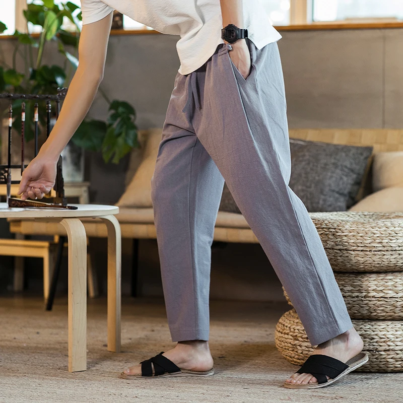 UUYUK Men Casual Plaid Print Elastic Waist Stretch Slim Sport Pants Trousers