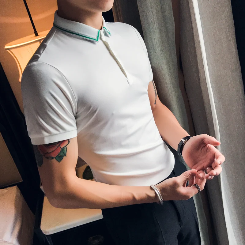 Корейские однотонные летние мужские рубашки поло из хлопка с коротким рукавом, дышащие брендовые рубашки поло размера плюс 3xl Camisa Polo
