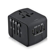 Travel Adapter International Universal Power Adapter All-in-one with 3.4A 4 USB Worldwide Wall Charger for UK/EU/AU/Asia