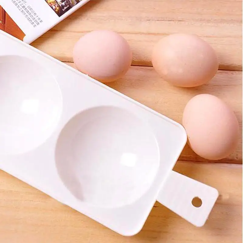 

1PC 2 Slot PP Plastic Round Shaped Egg Poacher Microwave Oven Vapor Breakfast Instant Cooker Kitchen Cooking ware Accessories