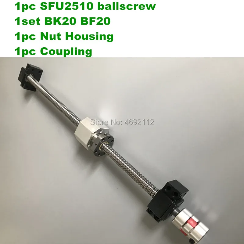 

CNC Ballscrew Set : 25MM Ball screw SFU2510 600 to 1000mm End Machined + Ball Nut + BK20 BF20 End Support+ coupler 17x14mm