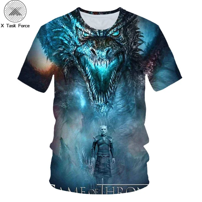 

2019 Newest T-shirt Game of Thrones tshirt Night King & Dragon Men's T-shirt 3d Print T-shirt Summer Hip Hop Short Sleeve