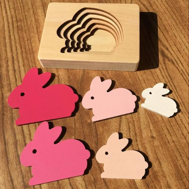 

Cartoon 3D Animal Puzzle Multilayer Jigsaw Puzzle Baby Kids Wood Toys Child Montessori Early Educational Aids Gift