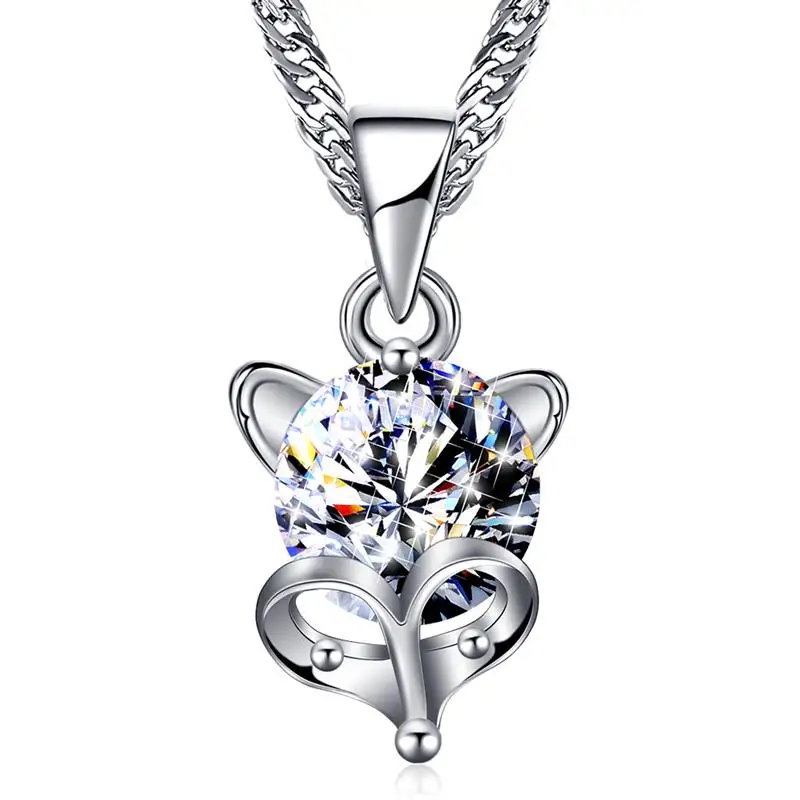 

Trendy CZ Zircon Fox Appearance Design Pendant Necklace Jewelry For Women Silver Best Party Bijoux Gifts