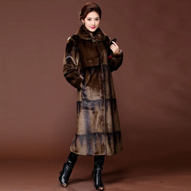 Градиентный цвет, настоящая норковая шуба, длинные шубы из натурального меха, женская зимняя теплая верхняя одежда, роскошная куртка из натуральной кожи, 5XL, OKD599