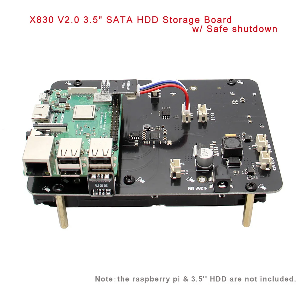 Raspberry Pi X830 3 5 &quotSATA дюймов HDD Плата расширения для хранения с безопасным
