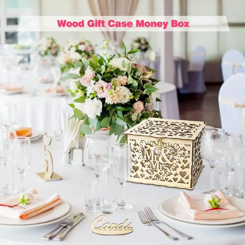 Diy Wedding Card Box Wood Gift Case Money Box Diy Wedding Birthday
