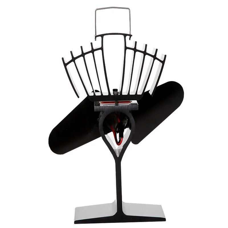 

2 Blades Aluminium Heat Powered Stove Fan Log Wood Burner Ultra Quiet Black Home Fireplace Fan Efficient Heat Distribution 1x