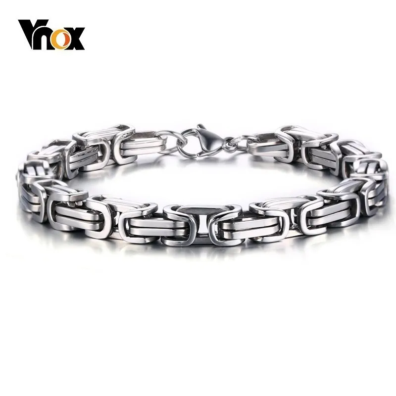 

Vnox Stylish Byzantine Bracelets for Men 8mm Stainless Steel Link Chain pulseira masculina 9 inch