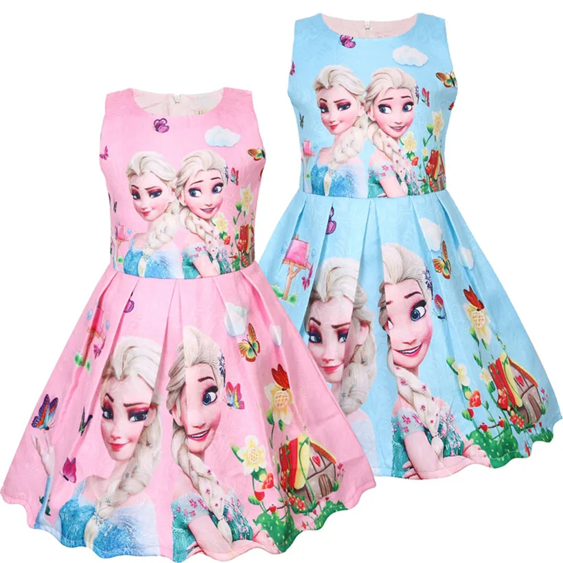 

free shipping 2019 Baby Girls Dress froz dress Sleeveless Clothing Children Costume Princess Party Dress Kids Clothes 8635