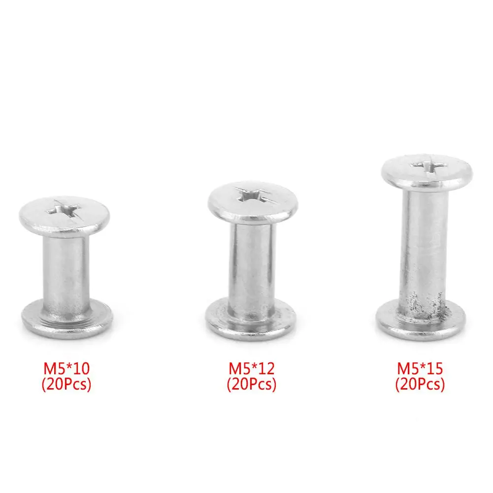 

20Pcs M5*10/12/15 Nickle Plated Snap Rivet Book Butt Photo Album Blinding Screw