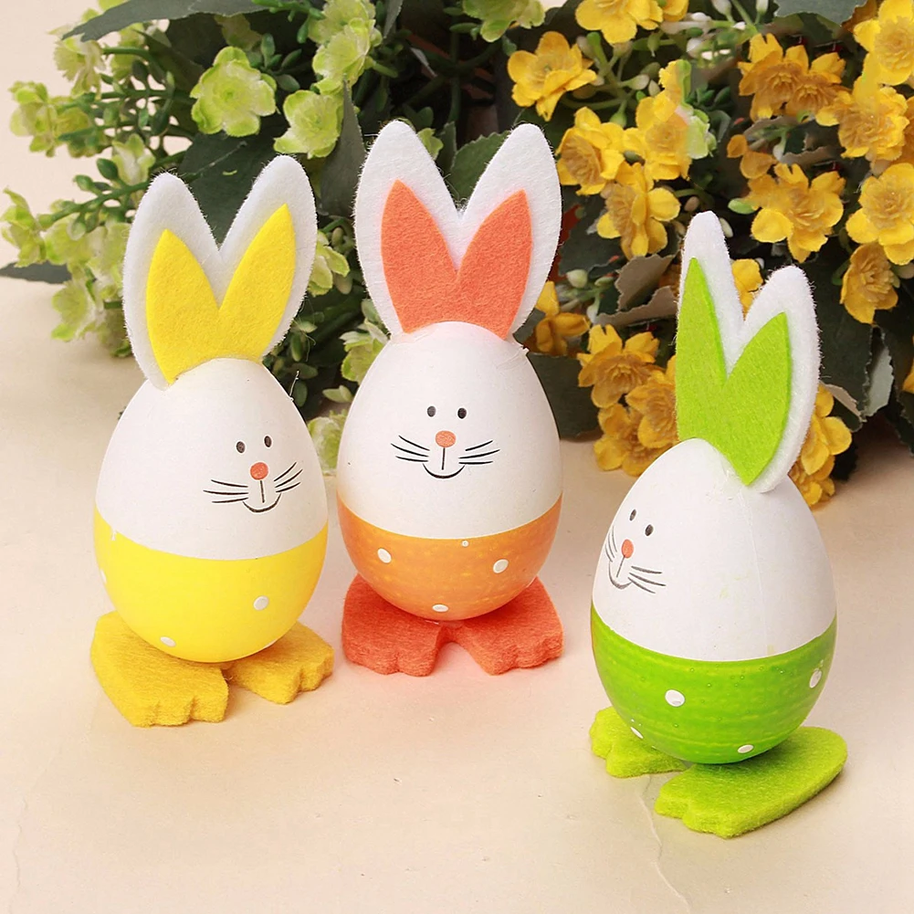 3Pcs/Set Cute Bunny Shaped Easter Eggs Home Decoration Children Kids