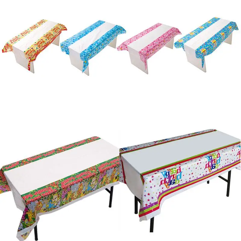 

New Party Birthday 180*108cm Tablecloth Disposable Birthday Tablecloth Cartoon Pattern Party PART Horizontal Bar Tablecloth