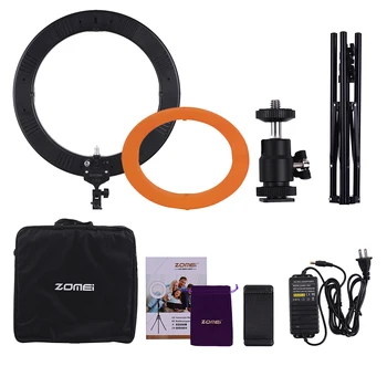 

ZOMEI 18 Inch 5500K Mono-color Dimmable Ring Video Light Kit LED Fill Light for Wedding Photography Beauty Selfie Video Shooting