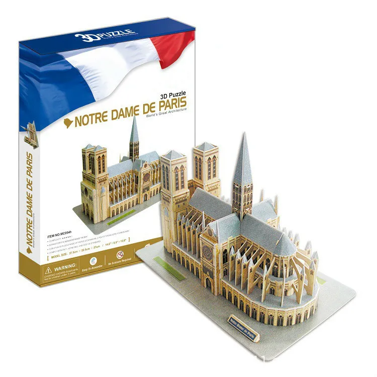 

3d Puzzle Construction Notre Dame De Paris Kids Educational Toys Paper Iq Puzzle Enfant Model Diy Kit Puzzles For Children New
