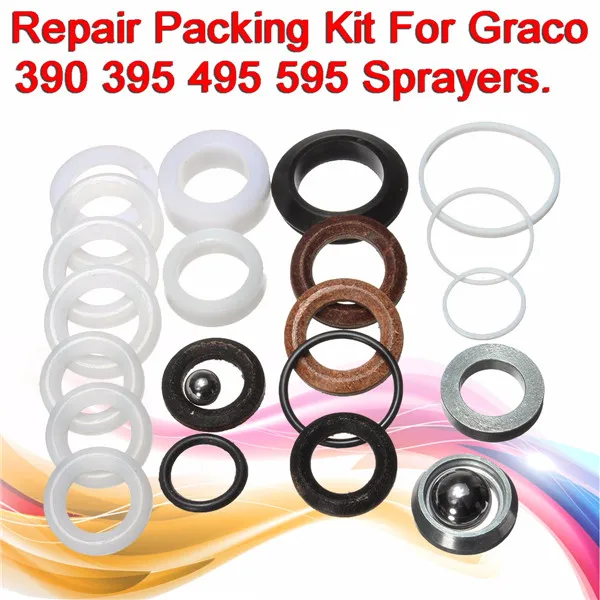 1 Set Of Sprayer Seals Plastic Cowhide Blue Black Aftermarket Kit For 390 395 495 595 Paint