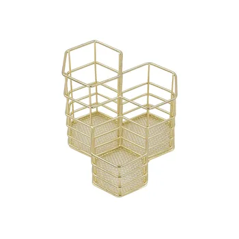 

Nordic Style Hexagon Gold Iron Pen Holder Metal Pencil Holder Desk Accessories Office Organizer School Stationery