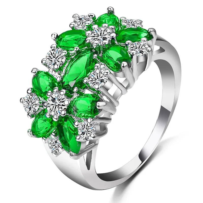 Buy New Cute Crystal Green Stone Cubic Zircon Rings