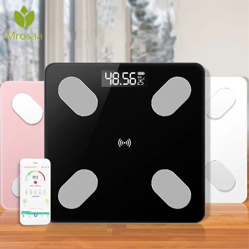 Android 180KG Bathroom Bluetooth Glass Scales BMI Body Fat Monitor Weighing IOS 