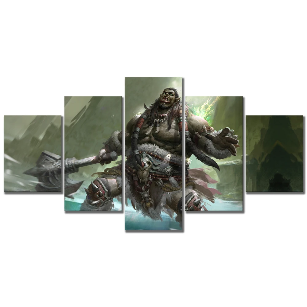  Home Decor Modular Canvas Picture 5 Piece WOW Warcraft DOTA 2 Classic Game Painting Poster Wall For