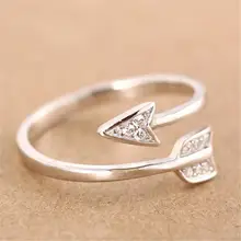 Новое поступление, Модные посеребренные Кристальные кольца со стрелой для женщин, регулируемое обручальное кольцо со стрелой для женщин