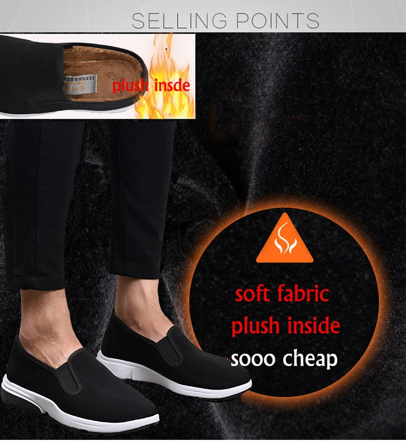 

Men's Flat Warm Shoes Lazy's Espadrilles Men's Canvas Shoes Boy Loafers Espadrilles Men Flats Shoes Plush Size 38-45 Big Size