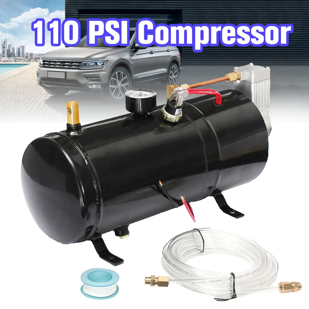 Электрический воздушный компрессор 110 PSI 24V с емкостью бака 3 литра для воздушного