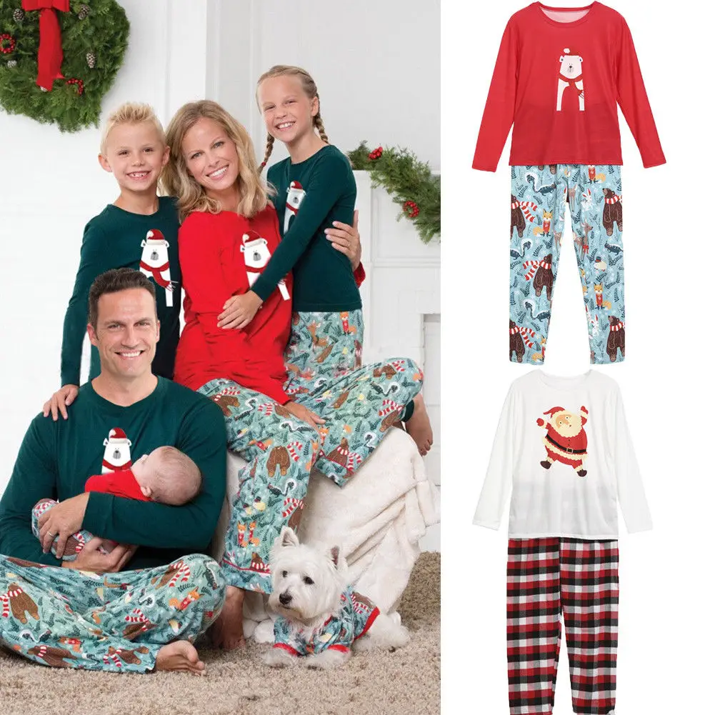 

2018 Newly Christmas Family Matching Pajamas Set Santa Claus Adult Women Kids Baby Sleepwear Nightwear Pajamas Christmas Set