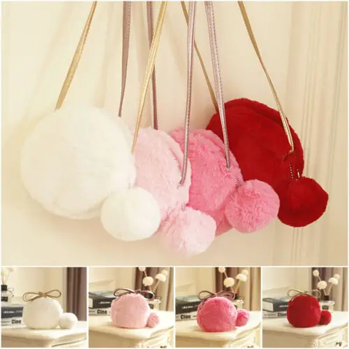 

Small Cross Body Purse for Women Small Girls Shoulder Bag Mini hair bulb bag Cute Circular Crossbody Bags Fur Handbags Purse