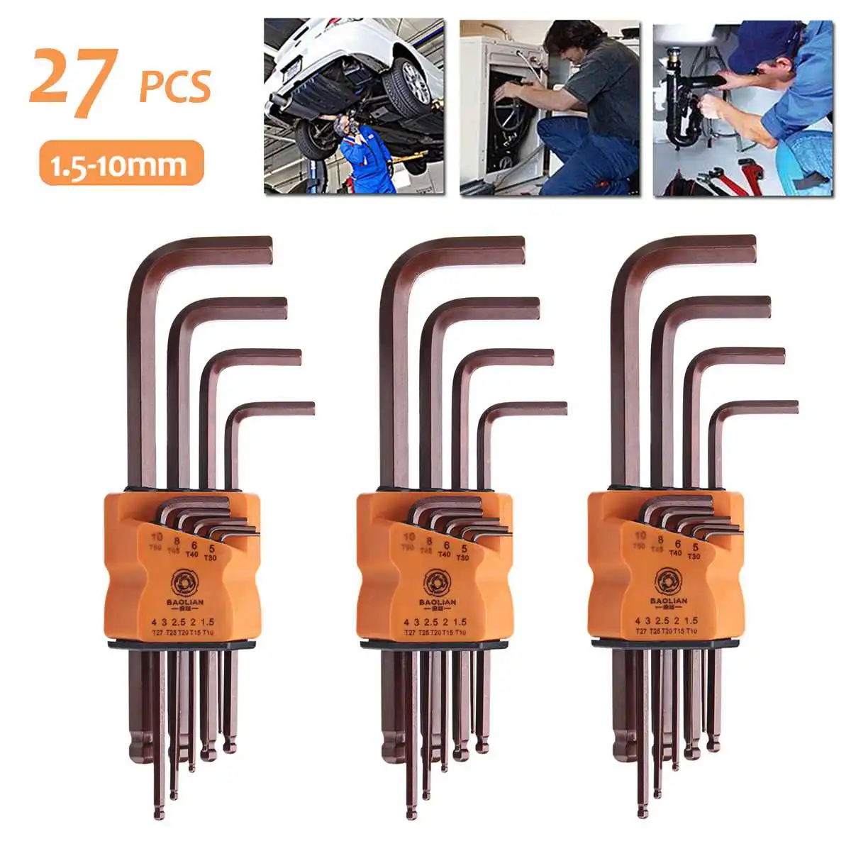 

27pcs 1.5-10mm Hex Key Set Mini Wrench Ball Point Hexagon Wrench Screwdriver Repair Tools Kit For Home DIY Wrench