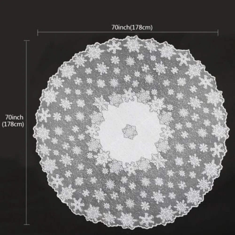  1 pc Round/Rectangle White Lace Tablecloth Dining Table Cover Cloth Home Hotel Textile For Christma