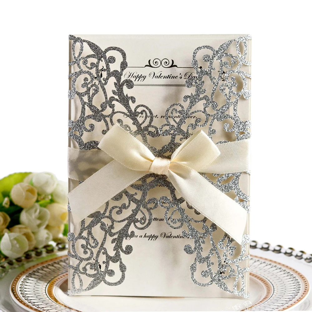  10PCS/Set Hollow Laser Cut Wedding Invitations Cards Elegant Engagement High Quality Birthday Party - 32988600255