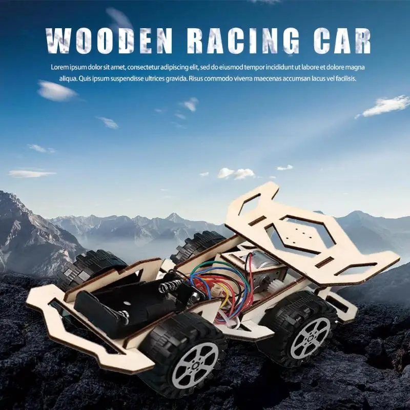 

DIY Wooden RC Car Model Kit Wood Remote Control Toy Set Kids Physics Science Experiment Assembled Car Educational Toys For kids